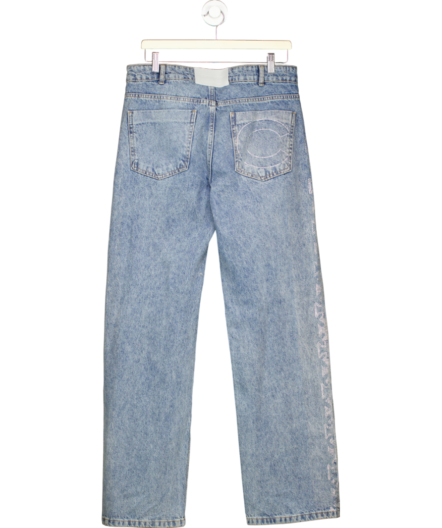 Cernucci Blue Relaxed Rhinestone Motif Jeans W32