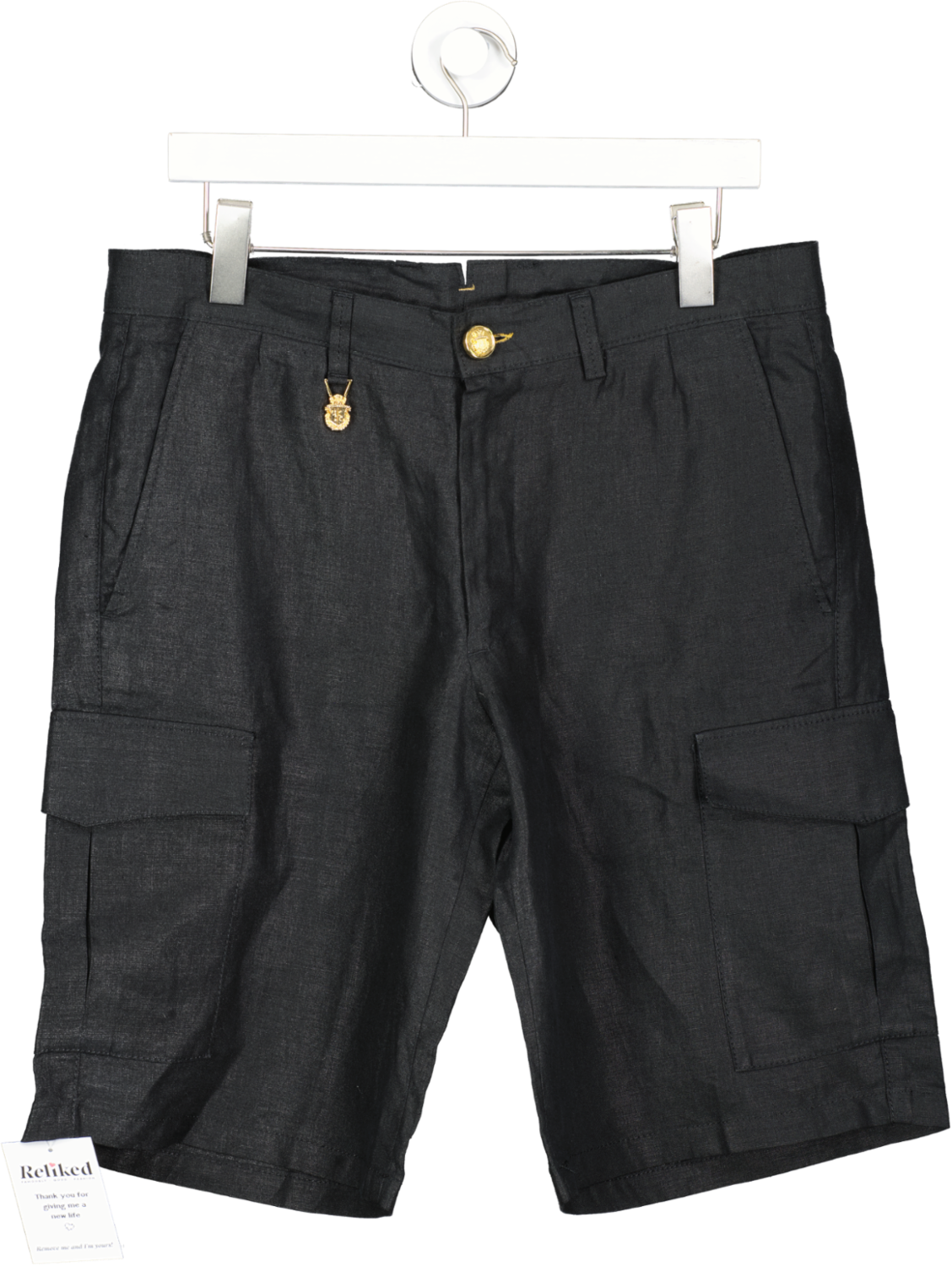 Billionaire Black 100% Linen Shorts UK L