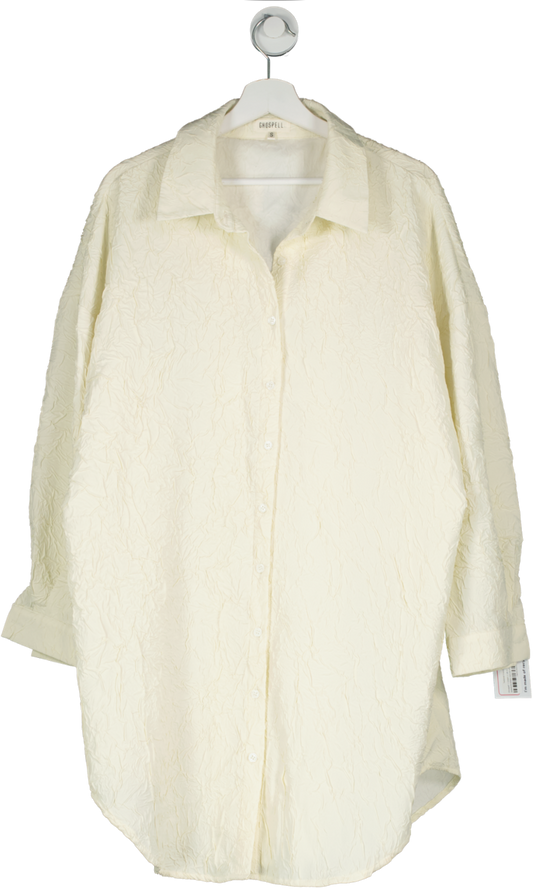 Ghospell Cream Textured Oversized Shirt Dress UK S