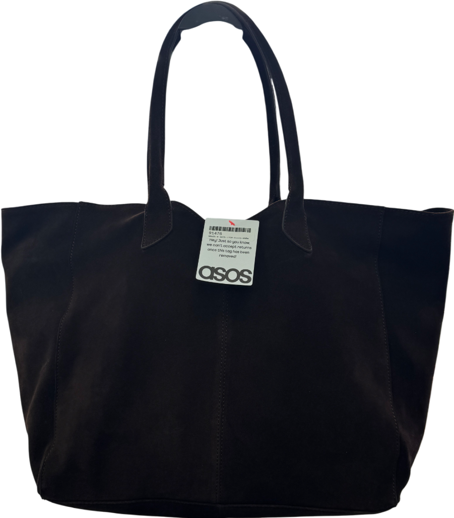 ASOS Premium Real Suede Bonded Large Tote Bag In Chocolate Brown One Size