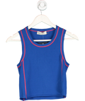 Tory Burch Blue Contrastim-trim Sleeveless Knitted Top UK S