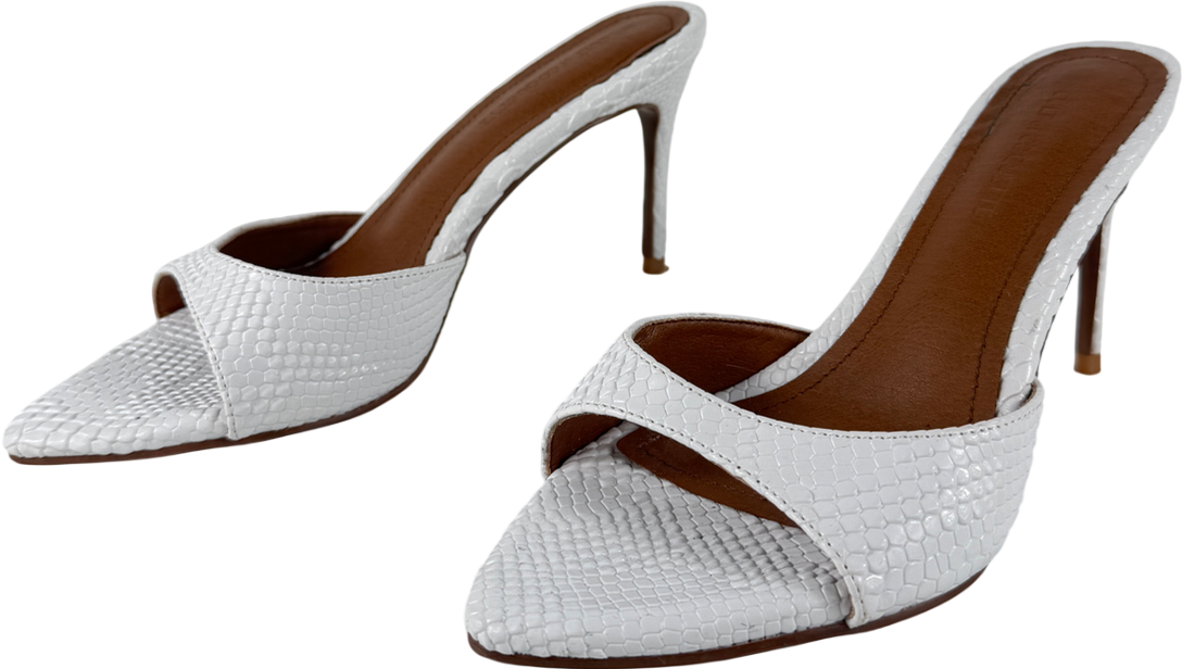 CULT OF COQUETTE Gia White Reptile Vegan Mules 80 Mm UK 3.5 EU 36.5 👠