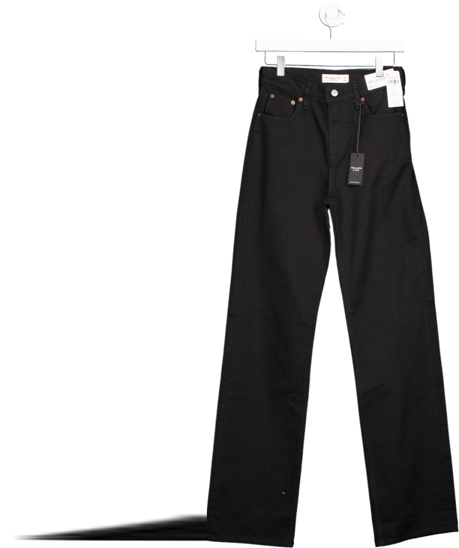 Abercrombie & Fitch Black High Rise 90s Relaxed Jeans - Long Length W25