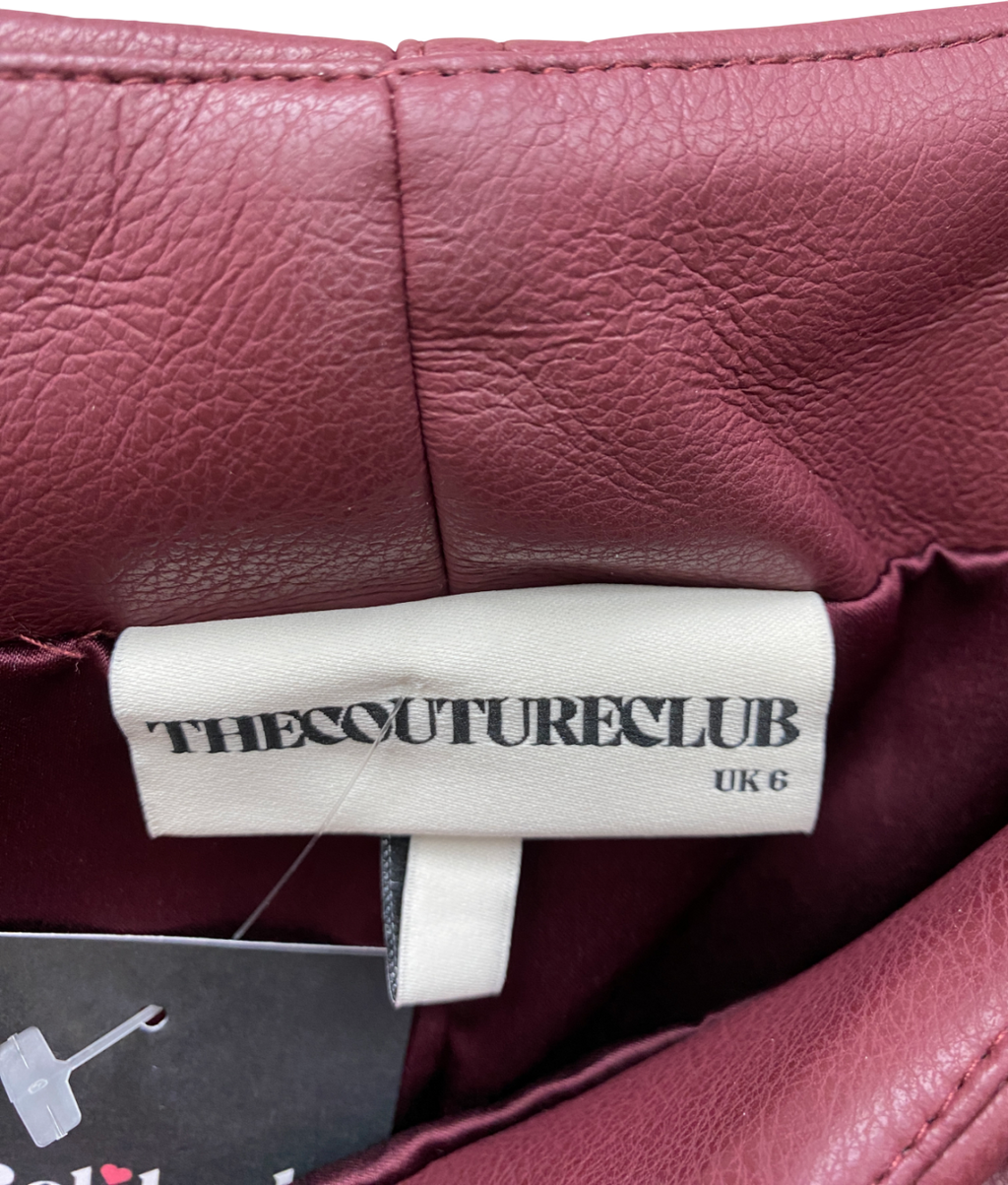 The Couture Club Red Faux Leather Skirt UK 6