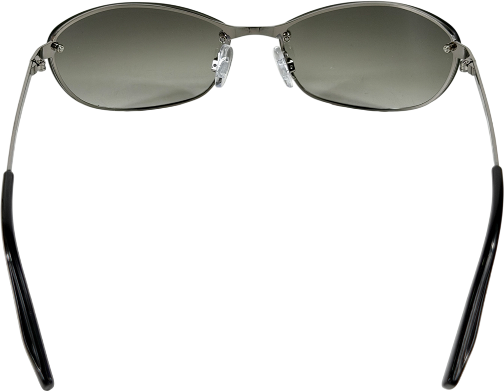 Weekday Green Oval Metal Frame Unisex Sunglasses One Size