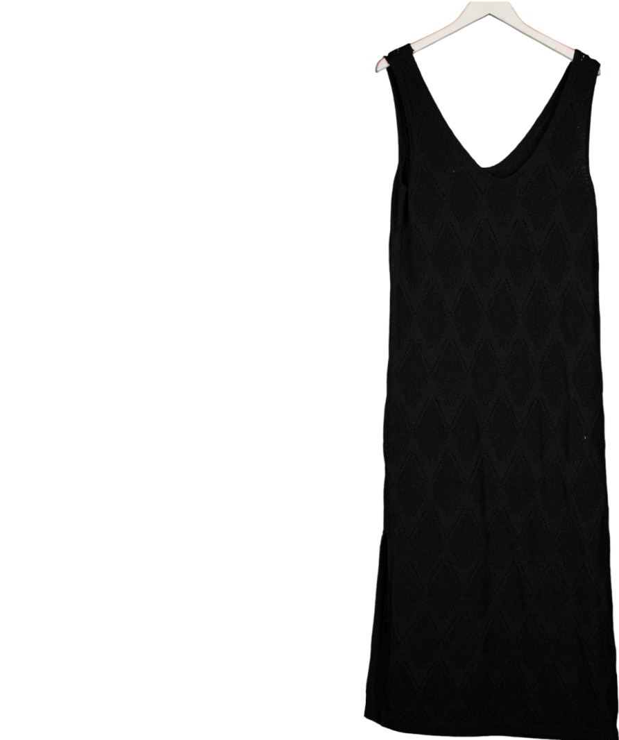 M&S Black Sleeveless Crochet Midi Dress UK M