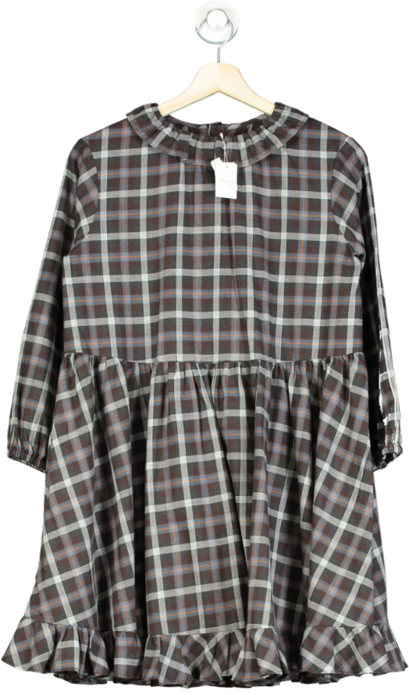 Bonpoint Blue Plaid Long Sleeve Dress UK 12