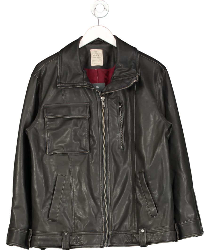 Free People Brown We The Free - Buckle Up Vegan Leather Jacket UK S