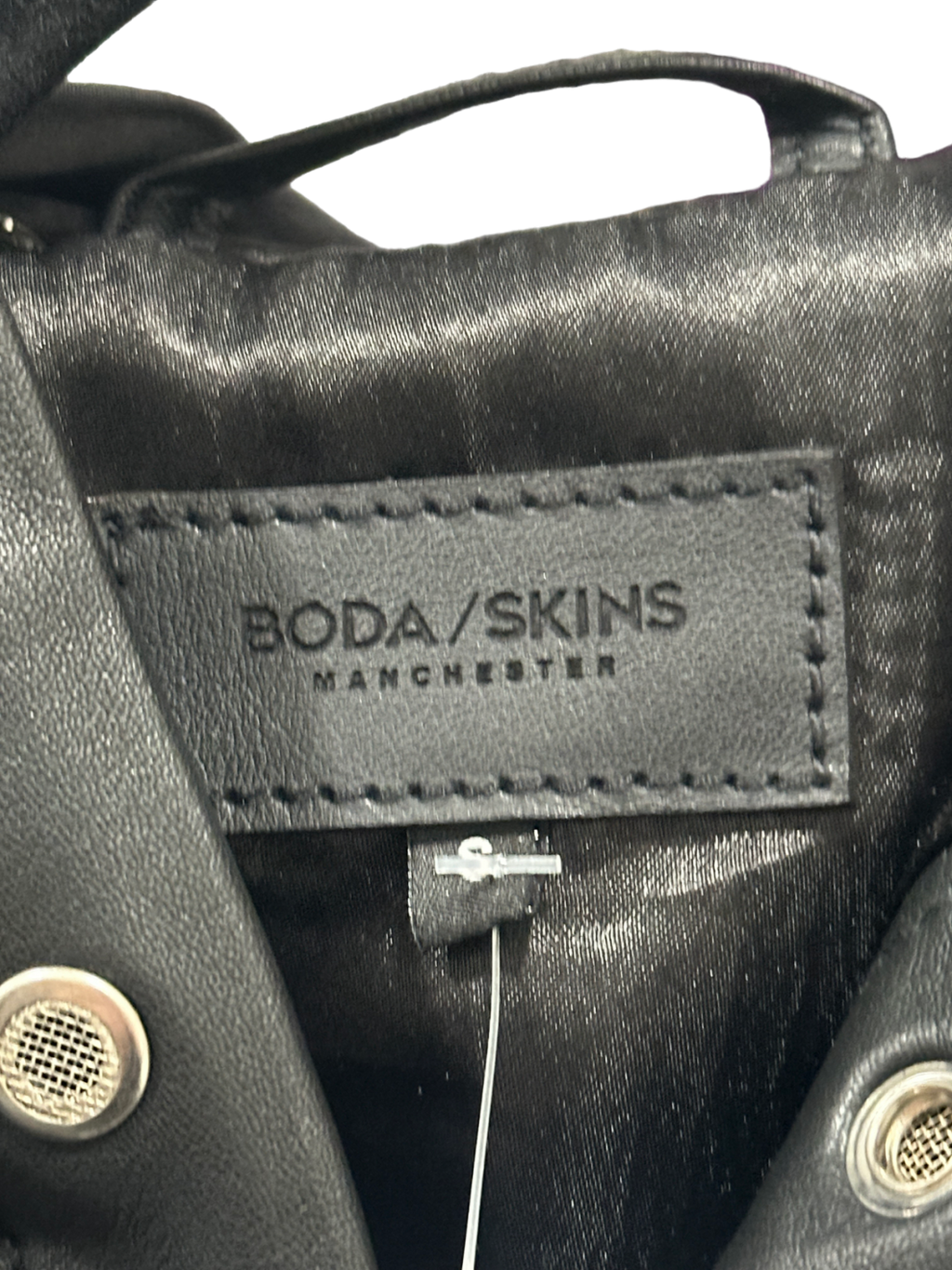 Boda Skins Black Leather Hooded Jacket UK S