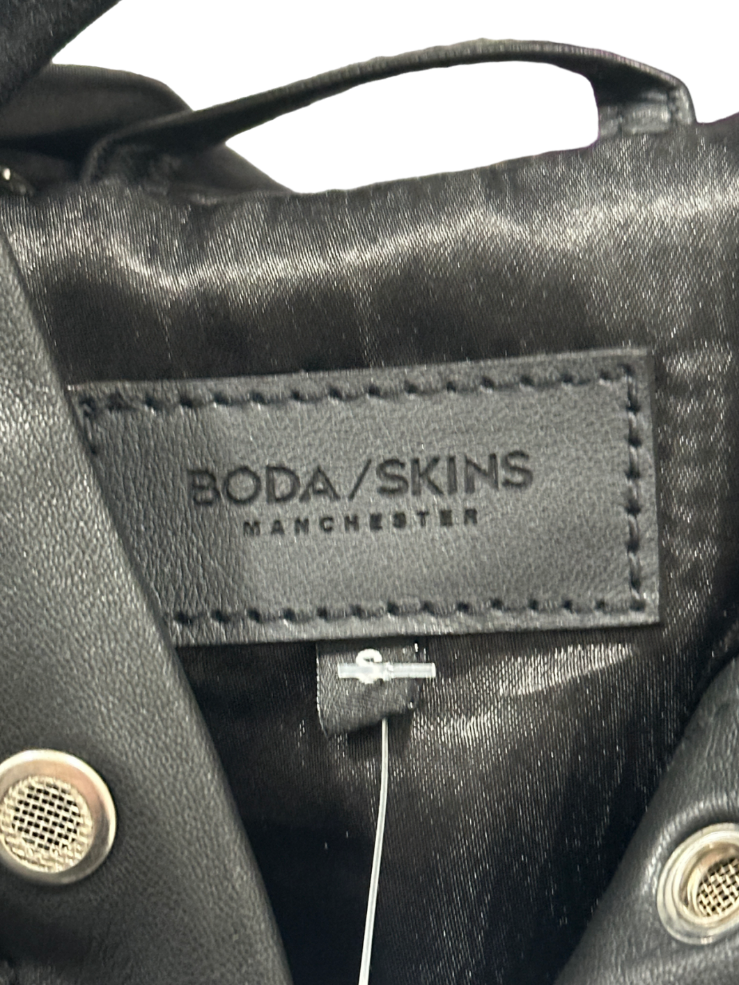 Boda Skins Black Leather Hooded Jacket UK S