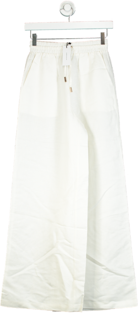 Karen Millen White Linen Wide Leg Woven Trousers UK 6