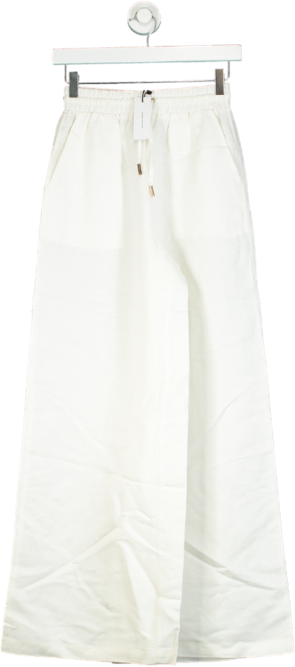 Karen Millen White Linen Wide Leg Woven Trousers UK 6