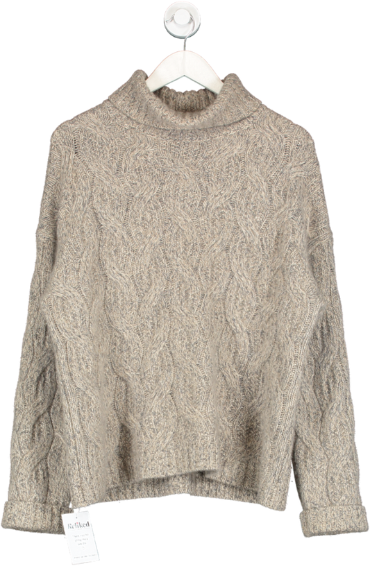 Lily Silk Brown Cashmere Turtleneck Sweater UK M