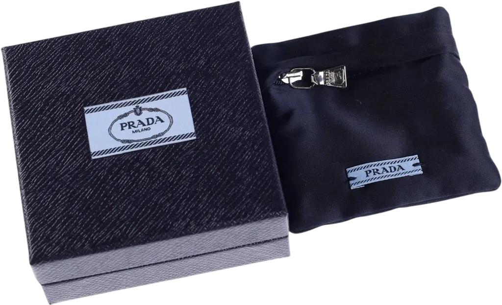 PRADA Embellished Iconic Triangle Logo Sterling Silver Single Earring