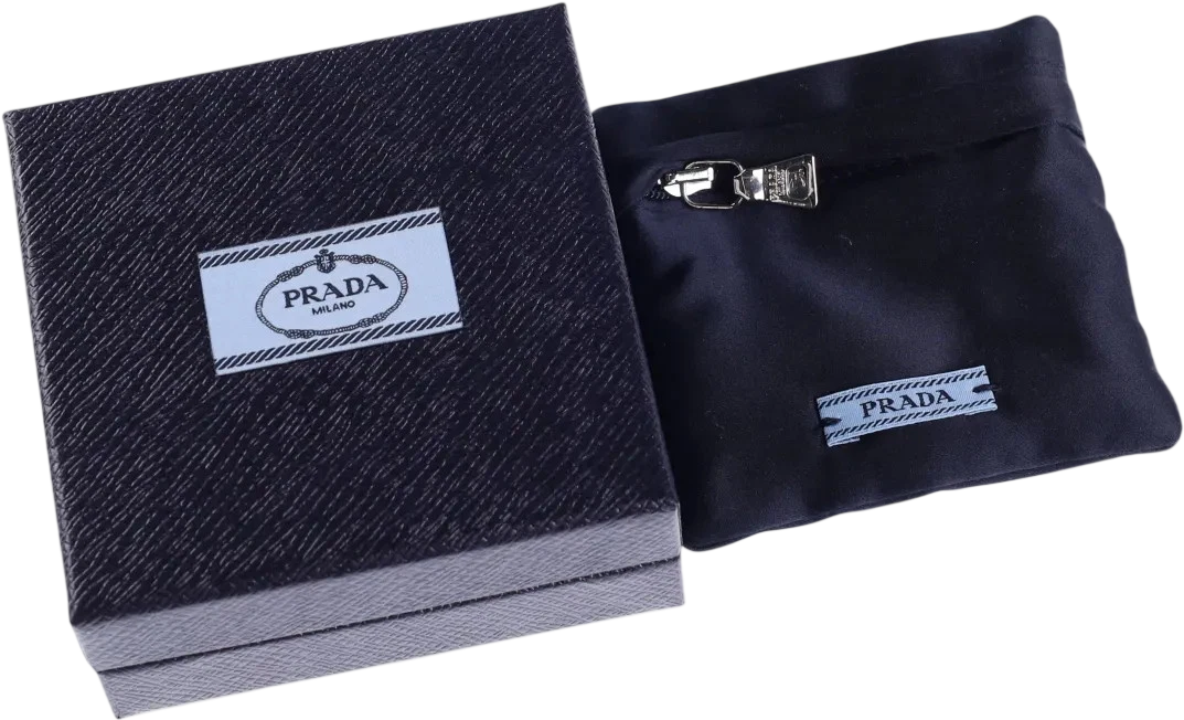 PRADA Embellished Iconic Triangle Logo Sterling Silver Single Earring