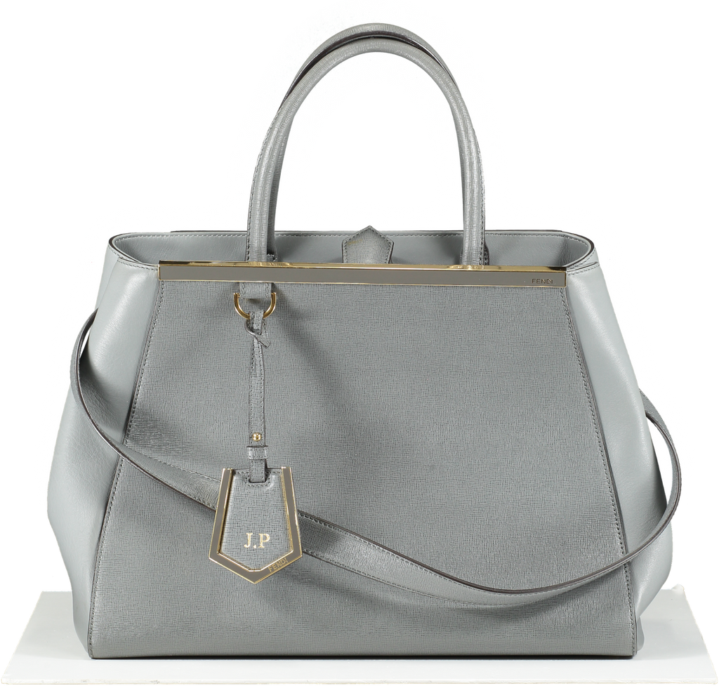 Fendi Grey Saffiano/smooth Leather Petite 2jours Tote Bag