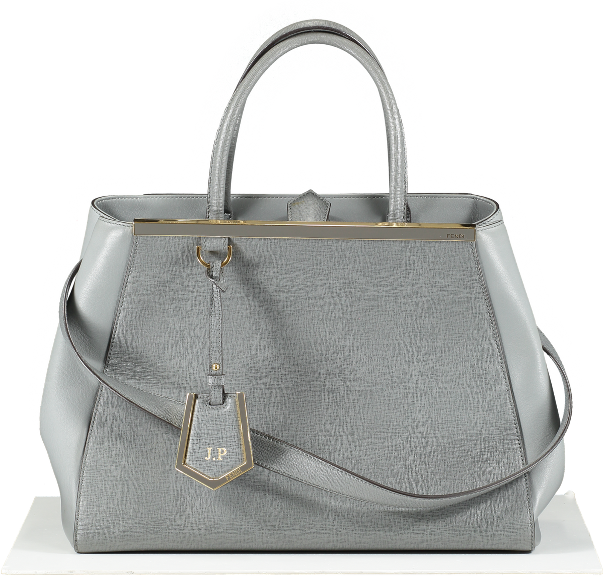 Fendi Grey Saffiano/smooth Leather Petite 2jours Tote Bag | Reliked