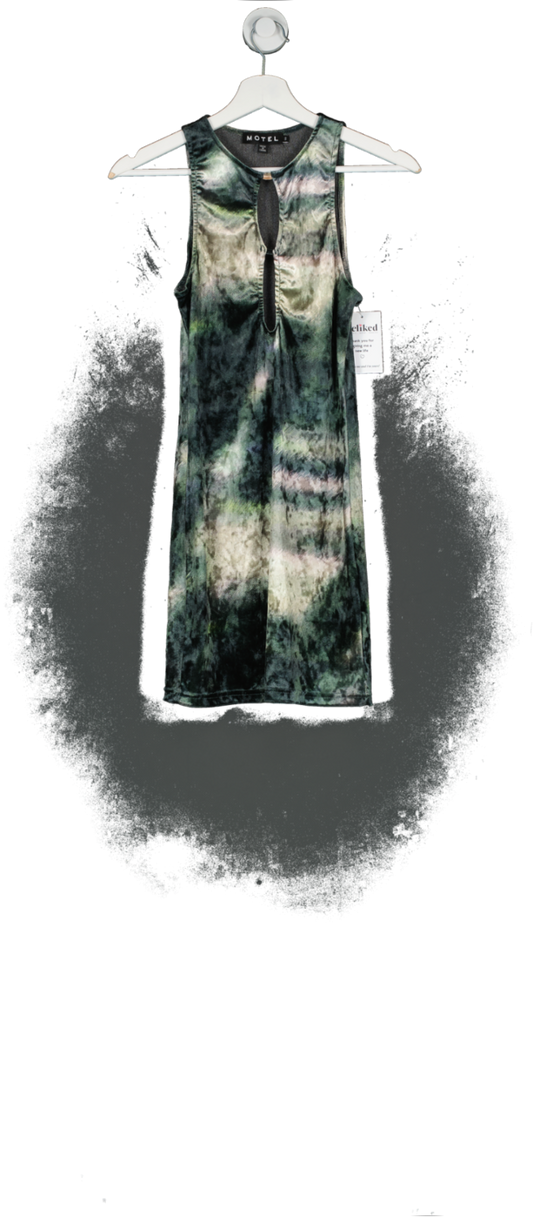 Motelrocks Green Sleeveless Velvet Mini Dress UK S