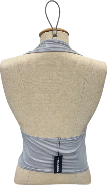 PrettyLittleThing Grey Modal Cotton Wrap Bust Halter Top UK 8