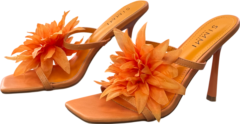 SIMMI London Vaughan Heeled Mule Sandal With Flower Detail In Orange UK 6 EU 39 👠