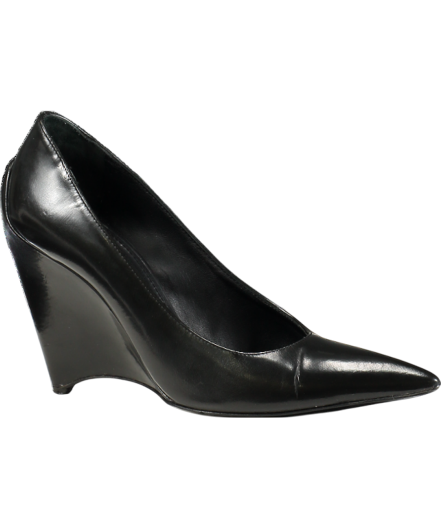 Jil Sander Black Leather Pointed Wedge Heel court shoesUK 5.5 EU 38.5 👠