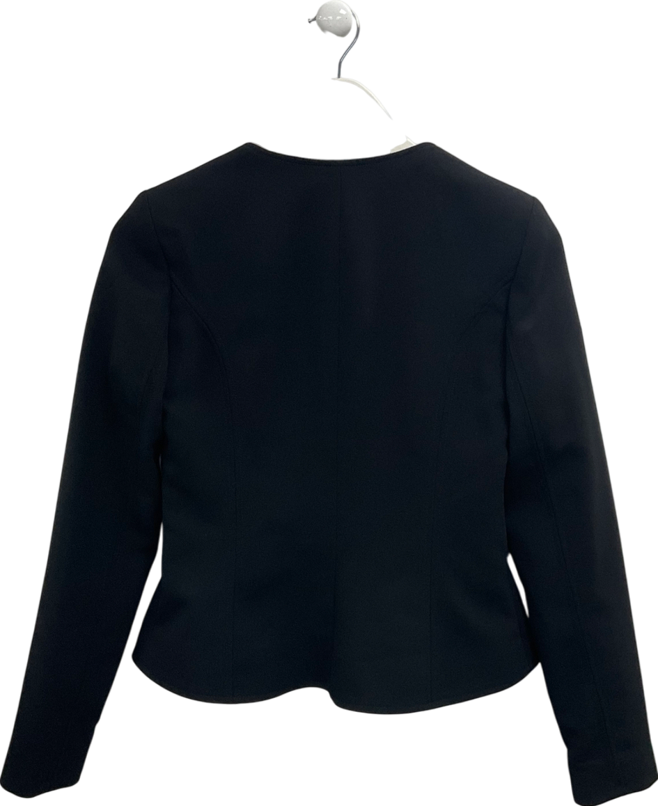 River Island Black Somewhere To Go Button Up Peplum Jacket UK 8