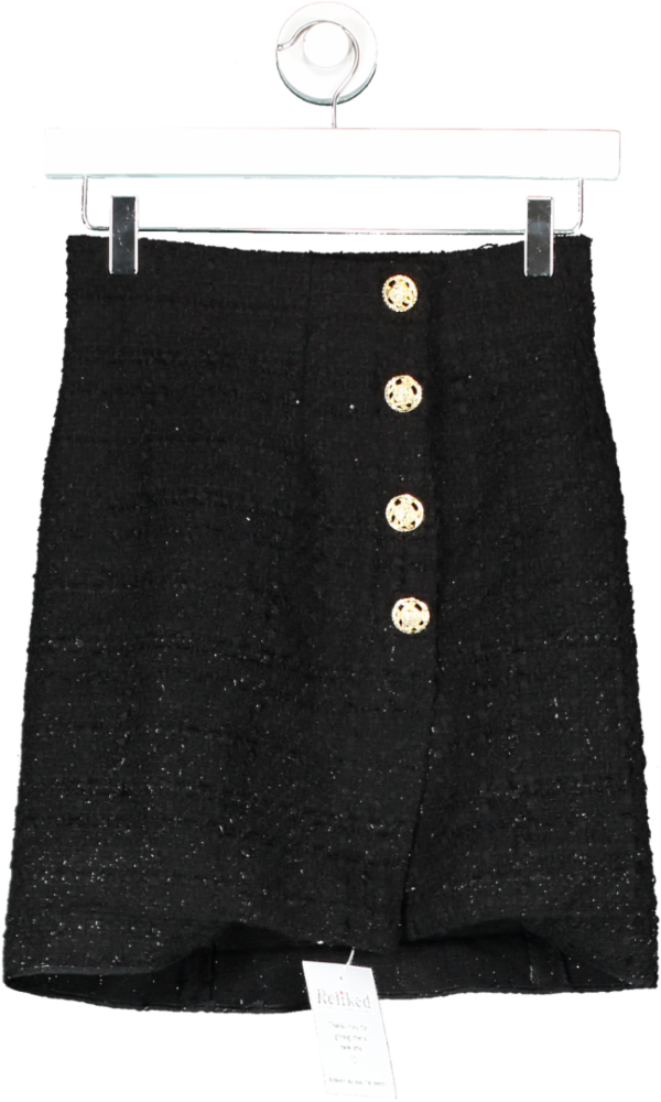 ZARA Black Boucle Mini Skirt UK XS