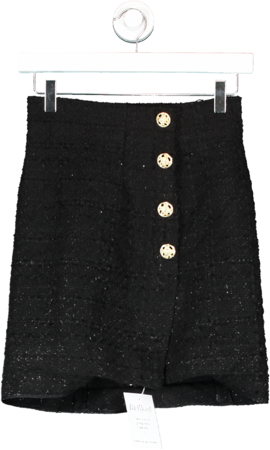 ZARA Black Boucle Mini Skirt UK XS