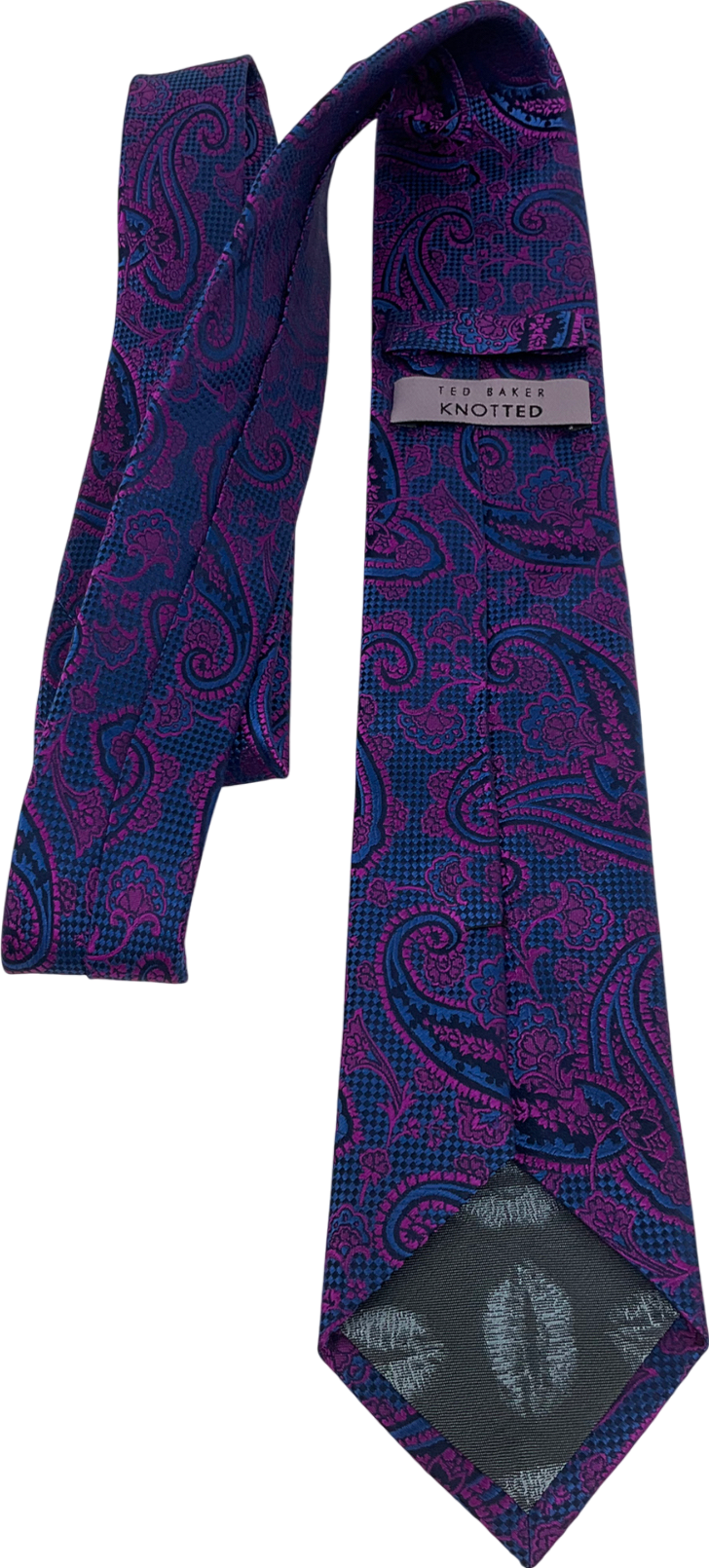 Ted Baker Endurance Pure Silk Purple & Blue Paisley Embroidered Tie