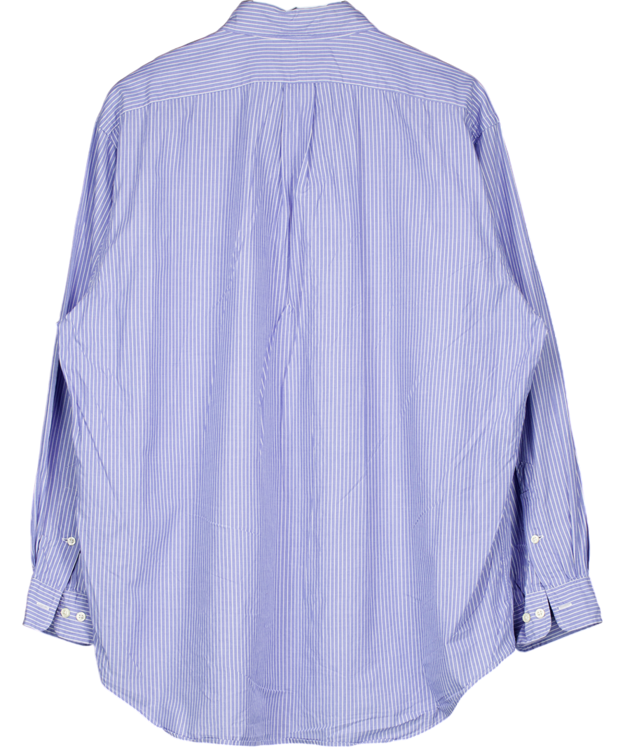 Polo Ralph Lauren Blue 100% Cotton Embroidered Polo Player Yarmouth Shirt UK L