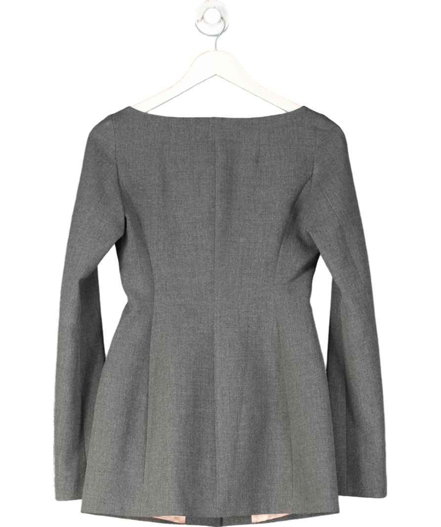 Attico Grey Marie Boat Neck Single Breasted Blazer UK6