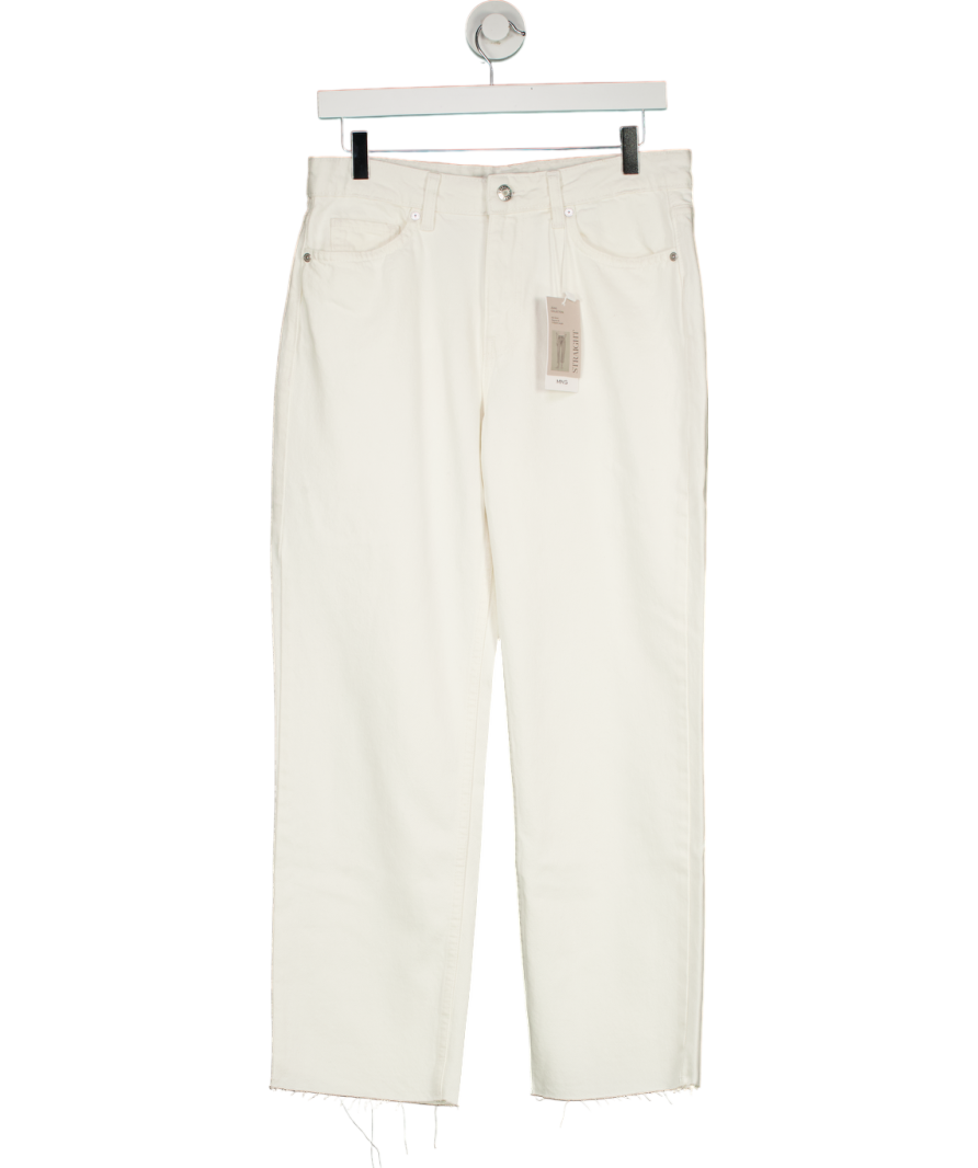 MANGO White Blanca Straight Fit Cropped Jeans UK 10