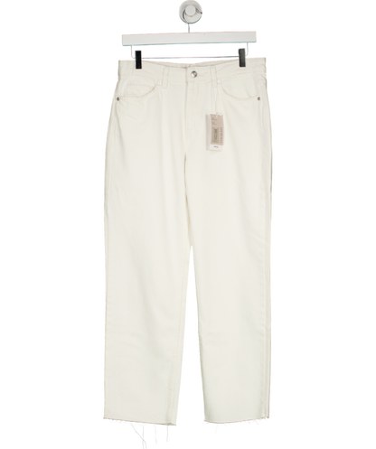 MANGO White Blanca Straight Fit Cropped Jeans UK 10