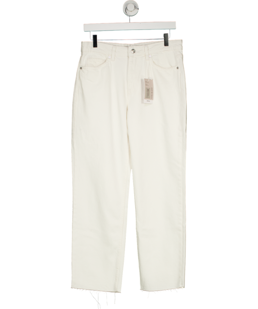 MANGO White Blanca Straight Fit Cropped Jeans UK 10