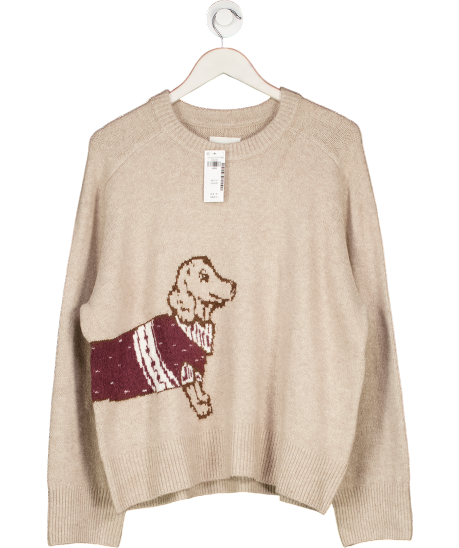 Abercrombie & Fitch Beige The A&f Madeline Dog Crew Sweater UK L