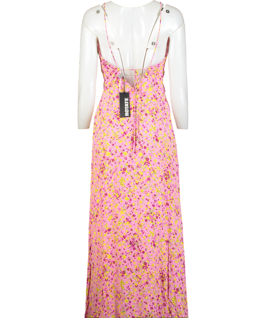 ROTATE Fuchsia Floral Print Jacquard Maxi Slip Dress Eu38 UK 10
