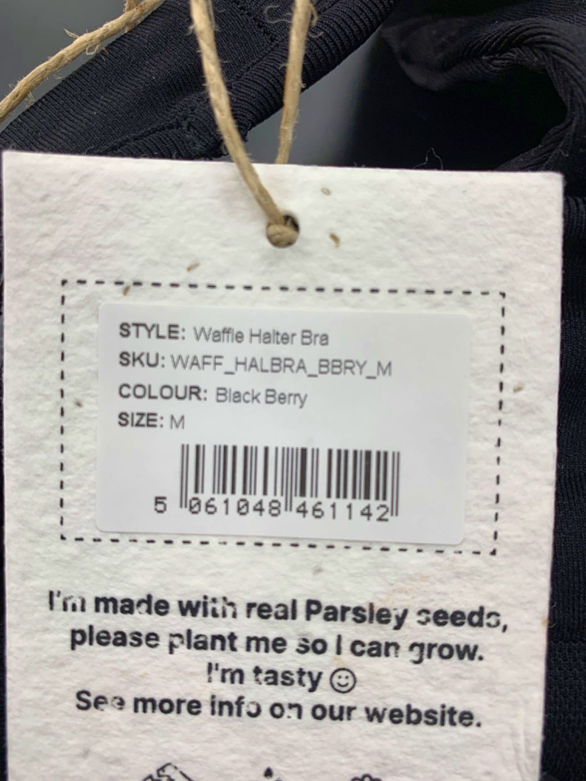 SEFI Black Waffle Halter Bra M