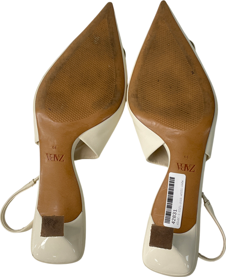 ZARA Cream Sling Back Heels UK 6 EU 39 👠