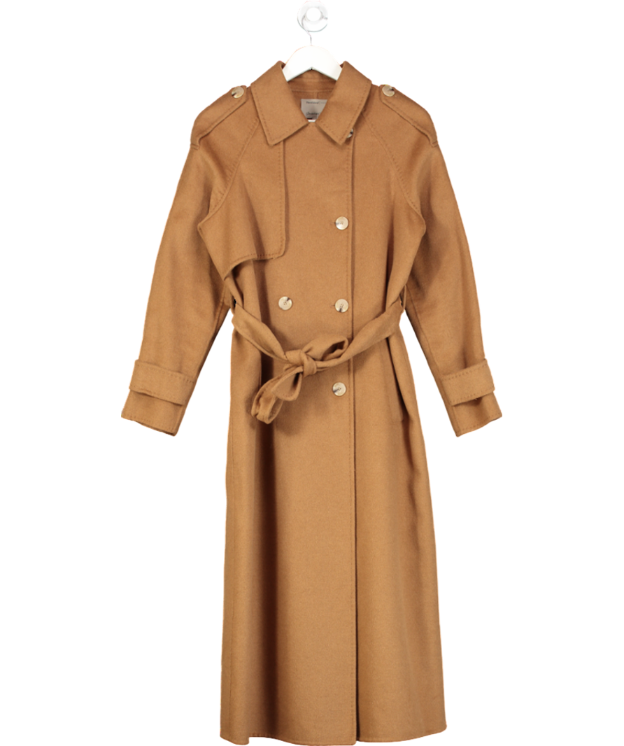 River Island Brown Wool Blend Belted Wrap Coat UK 6