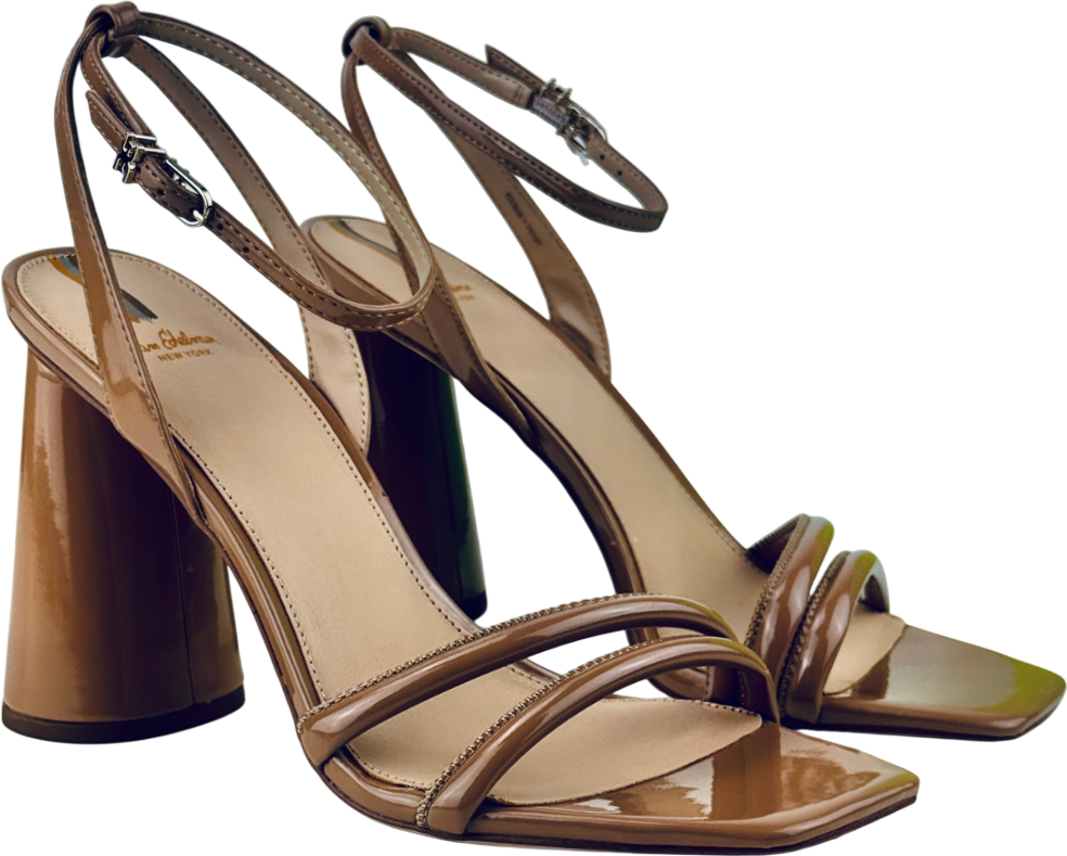 SAM EDELMAN Nude Patent Lather Block Heel Sandals Us10 UK 8 EU 41 👠