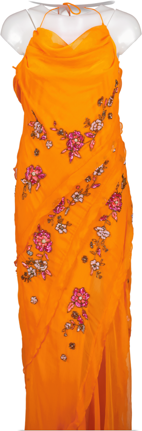 Coast Orange Embellished Strappy Tie Back Maxi Dress UK 8