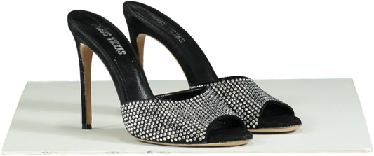 Paris Texas Black Holly Stiletto Crystal Embellished Mules UK 5 EU 38