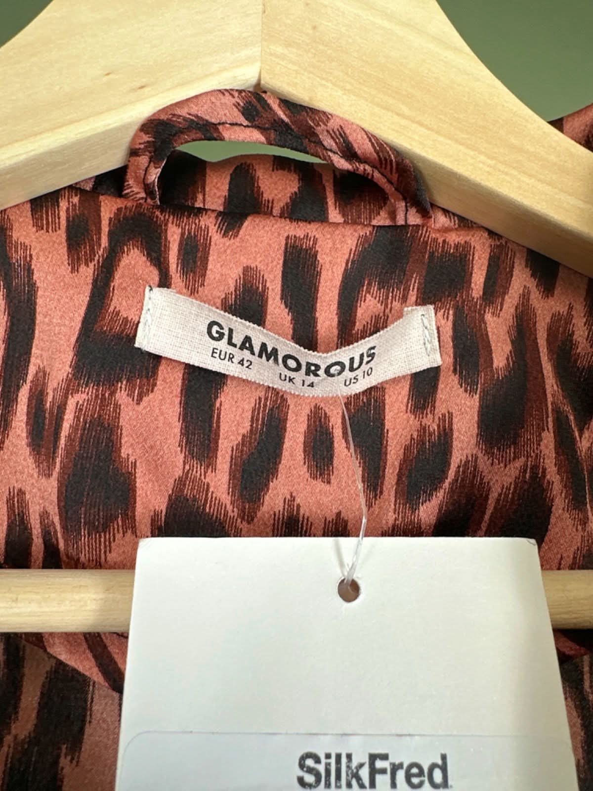 Glamorous Pink Leopard Print Belted Blazer UK 14