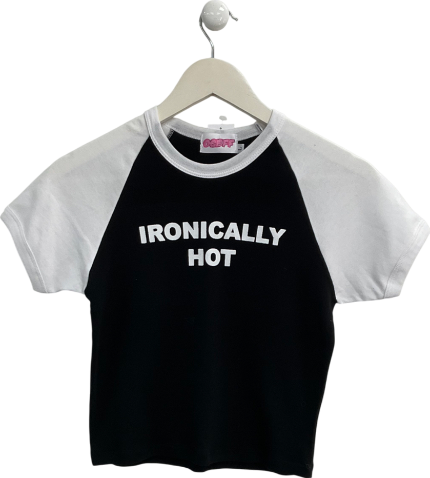 OGBFF Black Ironically Hot Baby Tee UK L