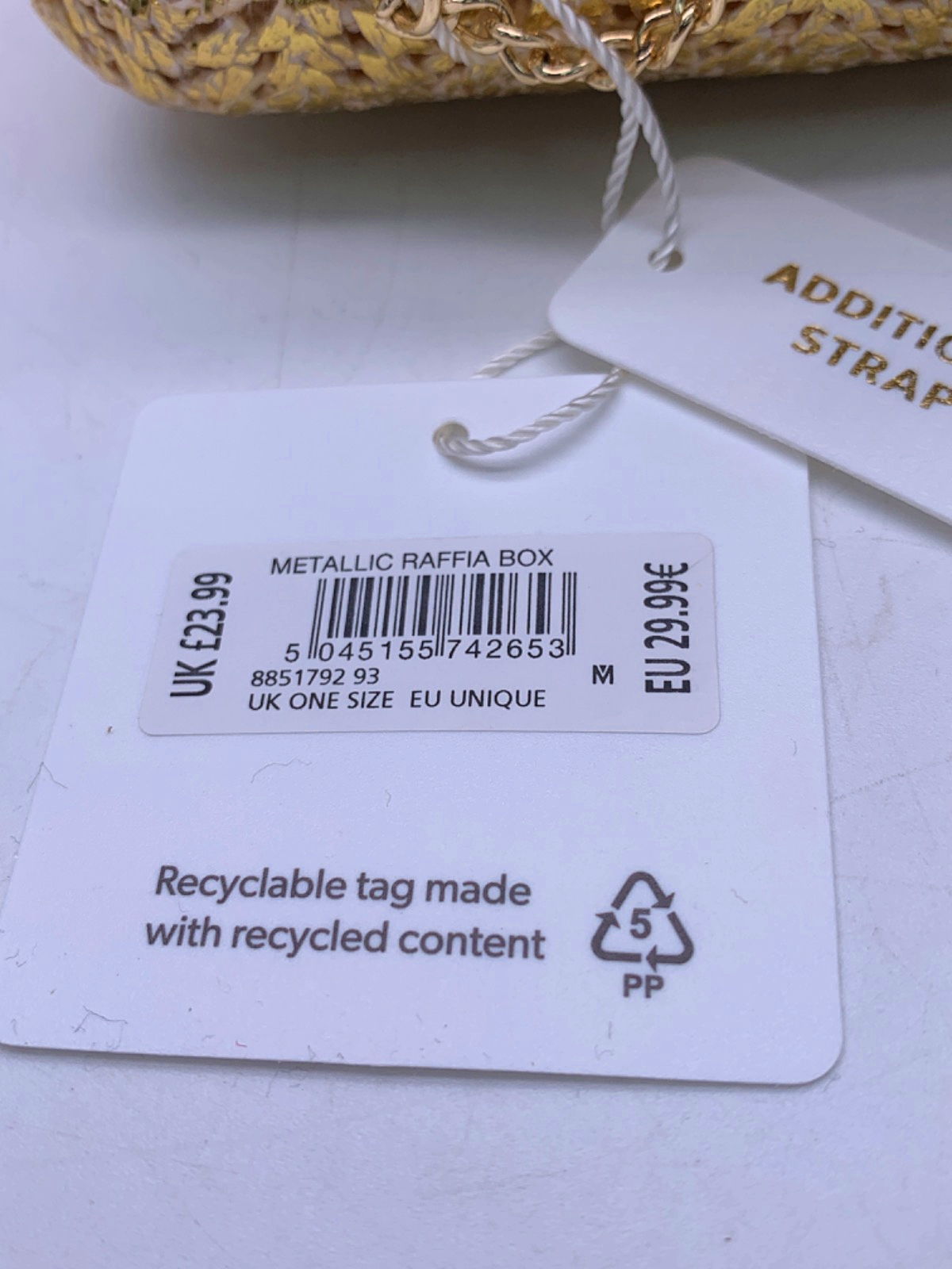 New Look Gold Metallic Raffia Box Bag One Size