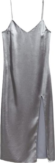 MANGO Grey Side Slit Satin Slip Dress BNWT UK M
