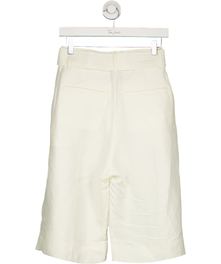 H&M Cream Linen Blend Belted Short UK 8