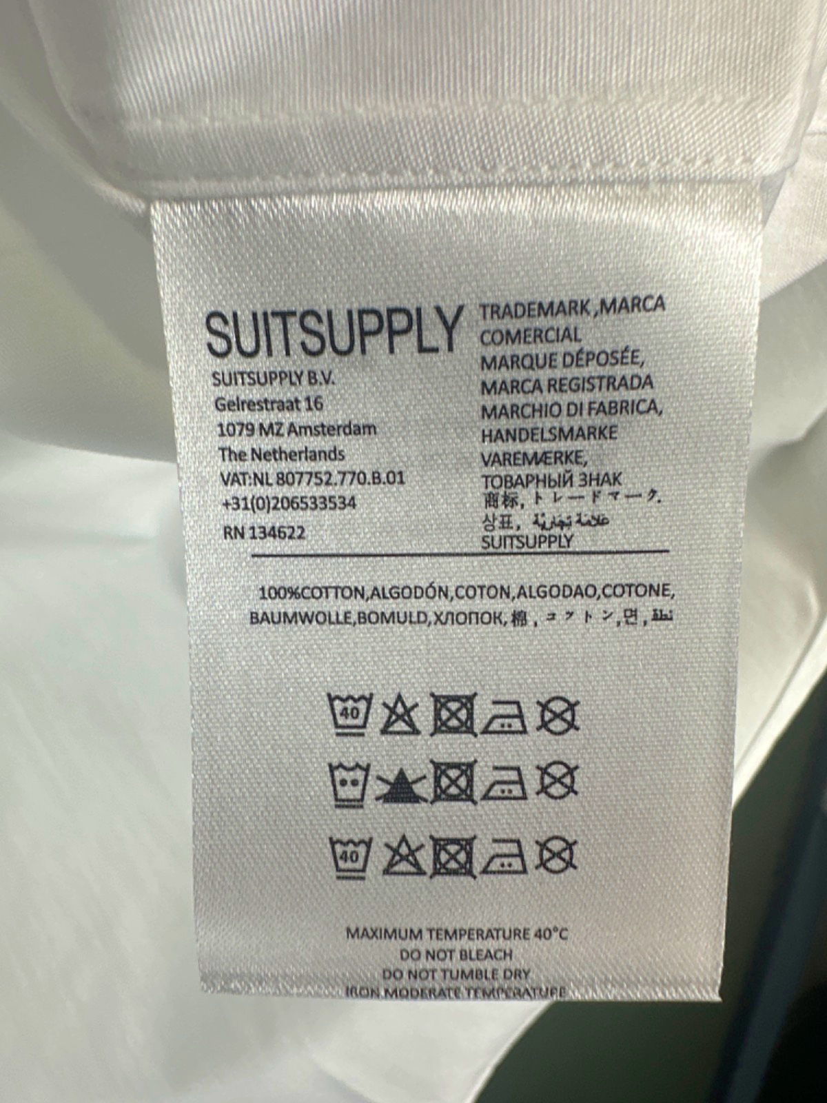 Suitsupply White Twill Slim Fit Tuxedo Shirt EU 41 UK 16” NECK / L