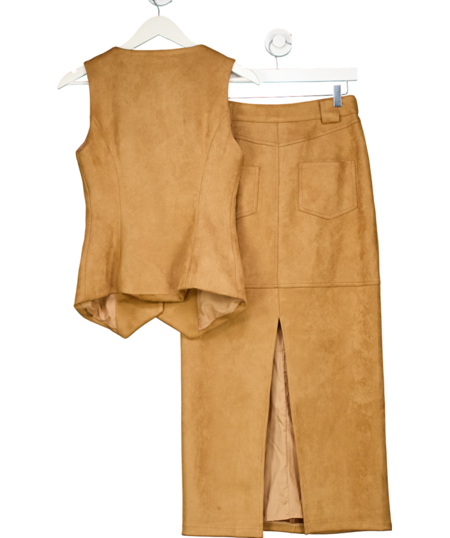 4th & Reckless Beige Faux Suede Top And Maxi Skirt UK 6