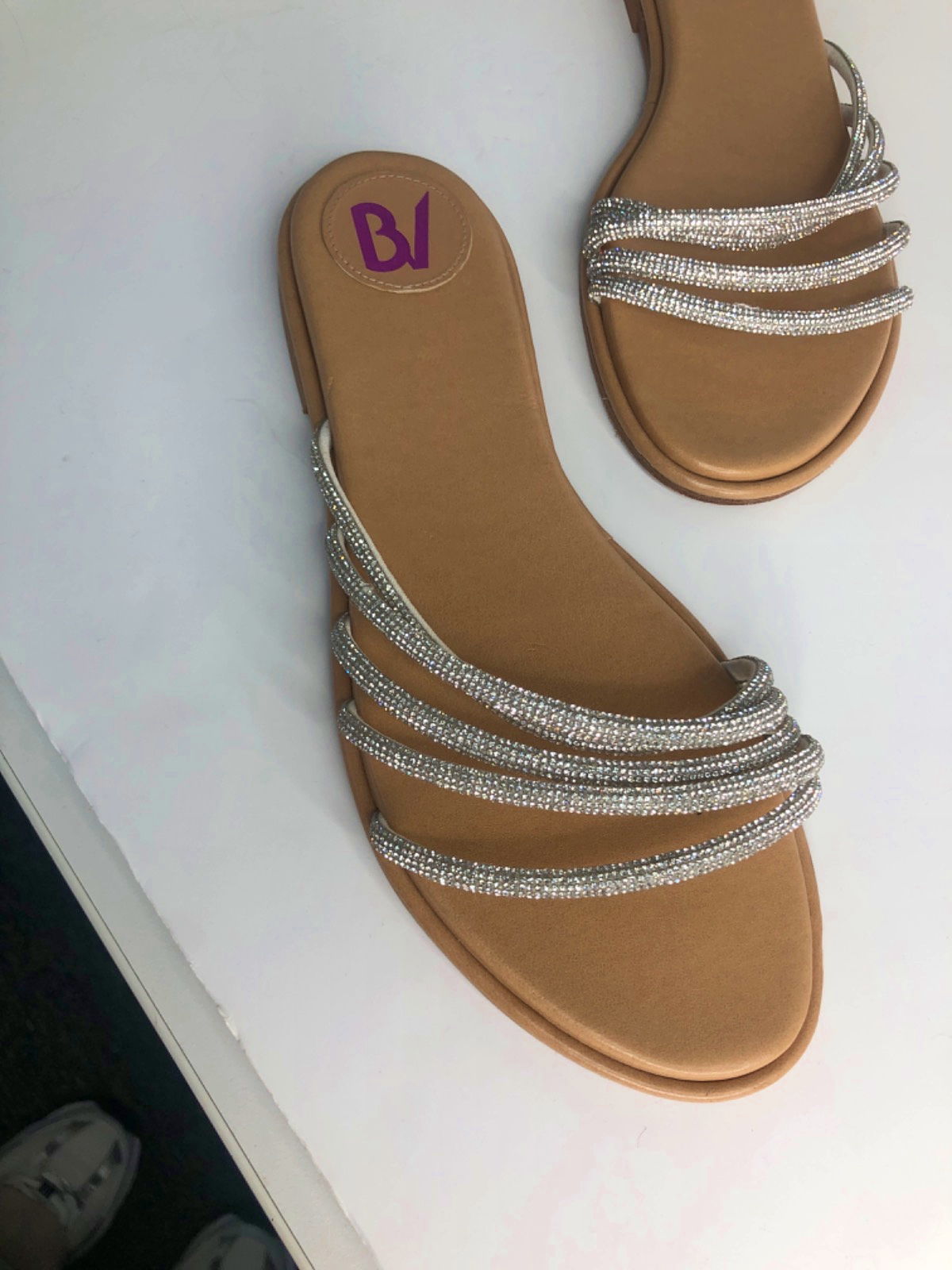 BETTINA VERMILLON Women's Stella Crystal-embellished Leather Sandals UK 5 EU 38